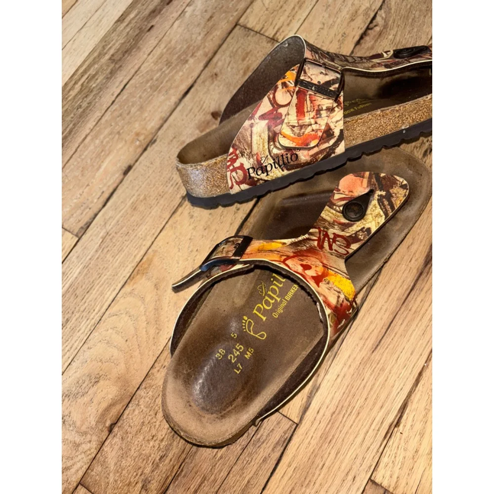 Birkenstock Gizeh Leather Thong Slip On Sandal Geometric size EU 38 US 7.5 - Picture 5 of 7
